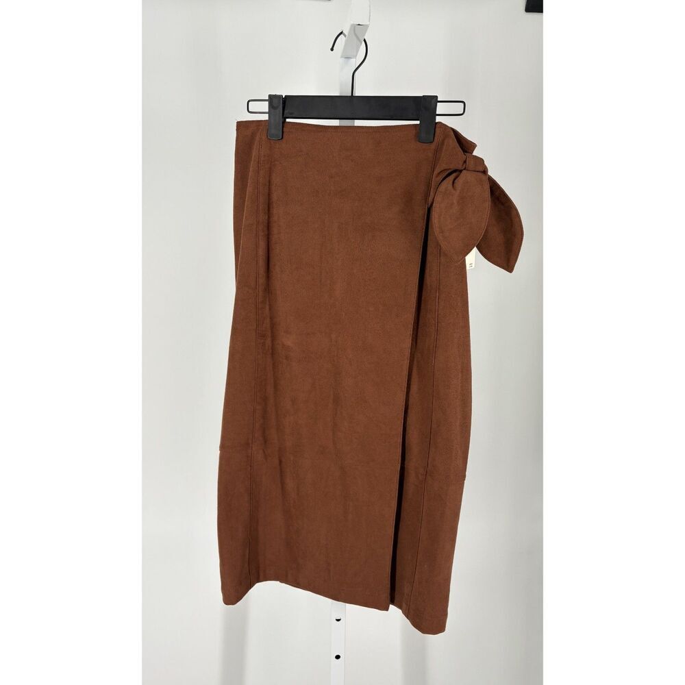 Anthropologie Brown Suede Wrap Midi Skirt